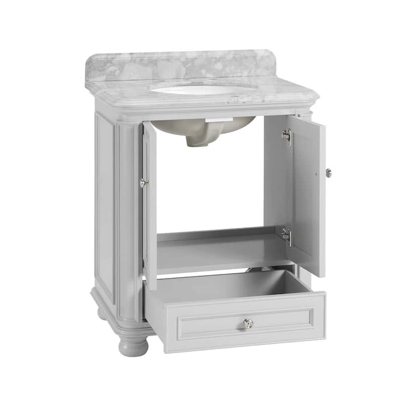 OasisAgave 30 in./ 36 in. Grey Bathroom Vanity with Marble Top Oval Sink