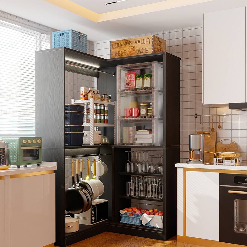 Cimly 35.4'' Coner Closet Organizer with Hanging Rods, Space-saving Closet System with Storage Shelves