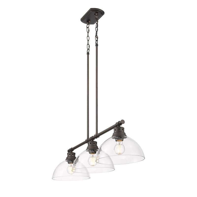 Yep by Golden Lighting Duncan 3-light Island Light in Rubbed Bronze and Clear Glass
