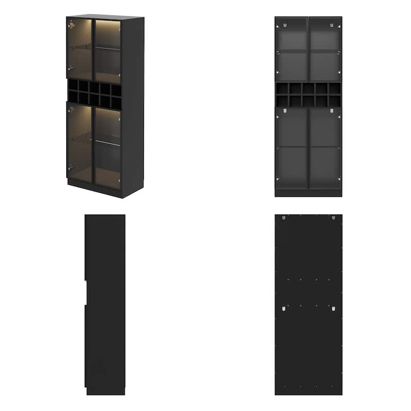 Bar Cabinet Wine Cabinet Rack Display Shelves with LED Lights