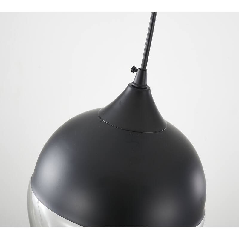 1-Light Matte Black Single Pendant With A Clear Glass Shade