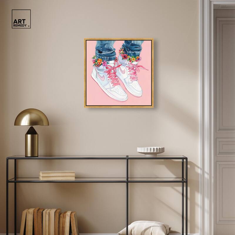 Blush Floral Bloom Sneakers Canvas by Art Remedy