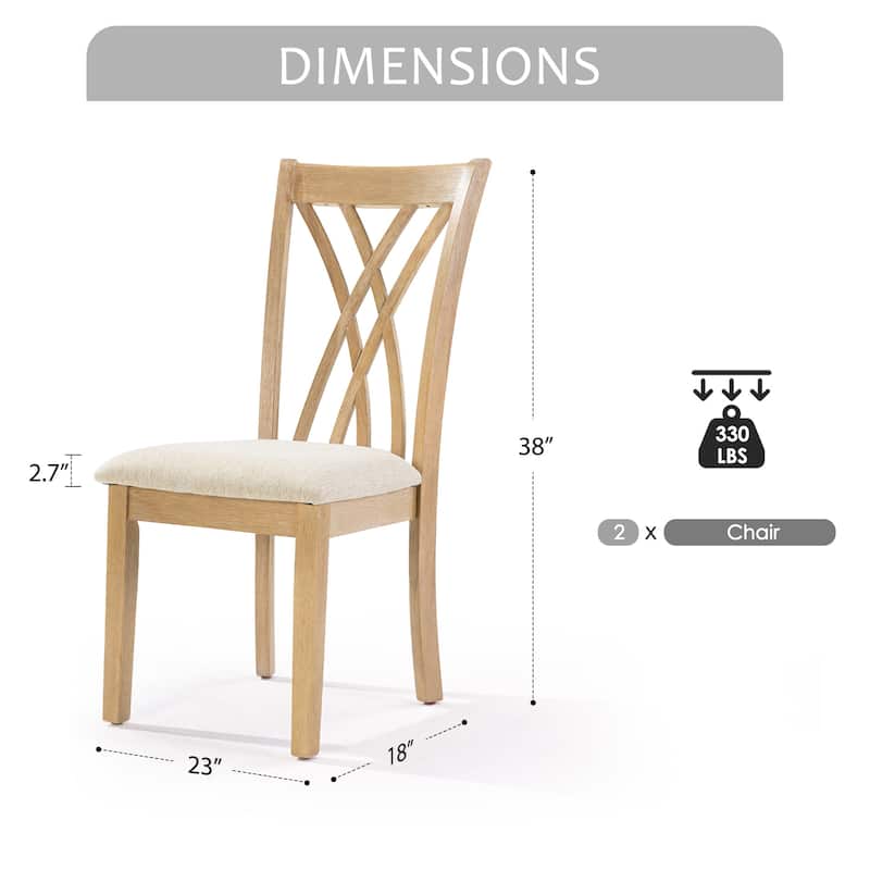 Upholstered Dining Chairs Set of 2, Open Back Wooden Kitchen Chairs, Dining Chairs with Padded Seat and Wood Legs
