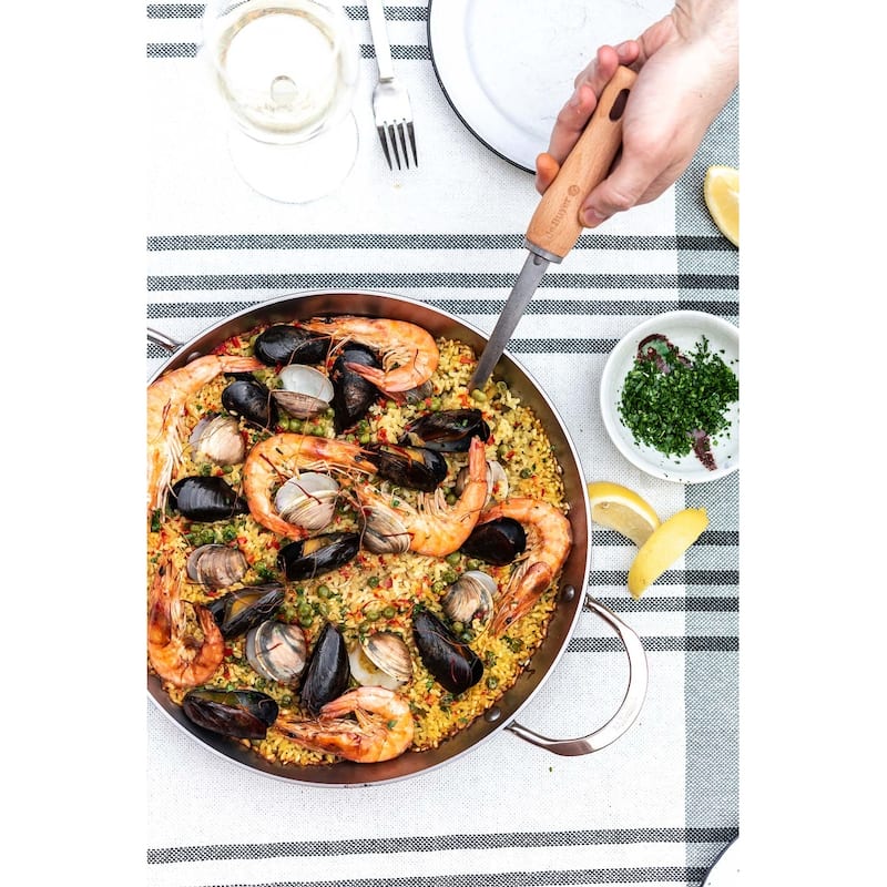 Mineral B Element Carbon Steel 2 Handles Paella Pan, 12.5-Inch, Silver