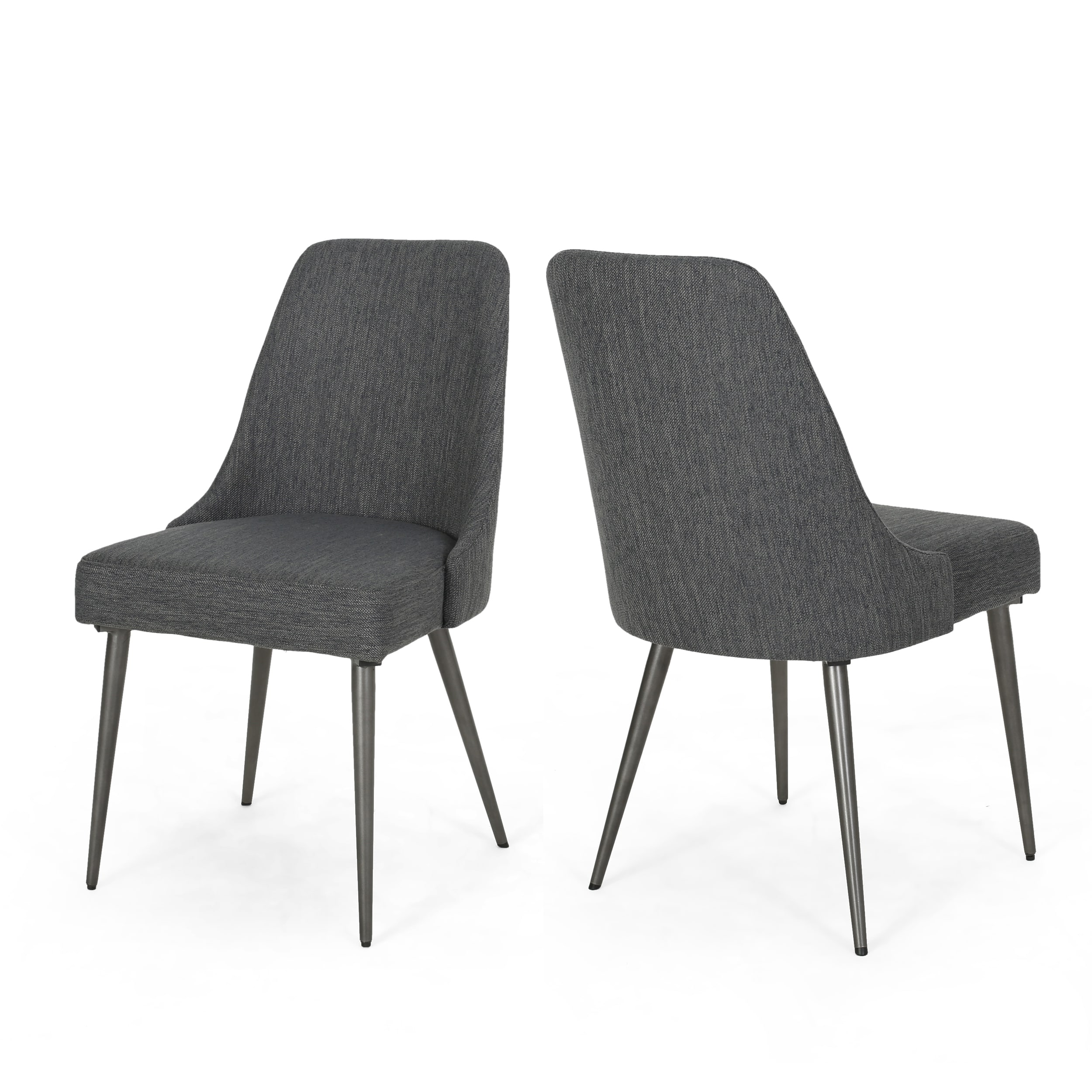 Modern Dining Chairs with Upholstered Seat and Sturdy Metal Legs, Set of Two