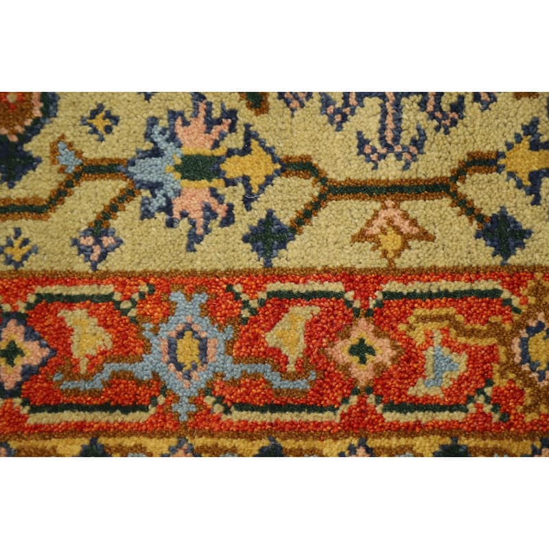 Hand Knotted Oriental 100% Wool Carpet Transitional All-Over Yellow & Gold Oushak Runner Rug - 7' 11'' X 2' 7''