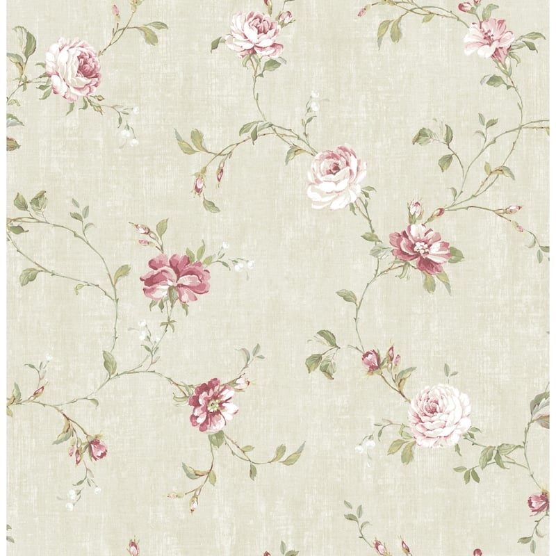 Seabrook Designs Govinda Floral Vine Unpasted Wallpaper - 20.5 in. W x 33 ft. L - Ivory