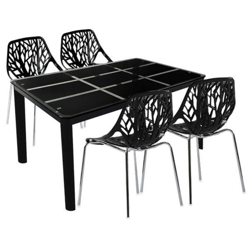 4pcs Birds Nest Style Lounge Chair Black - (21.3 x 21.3 x 33.5)"