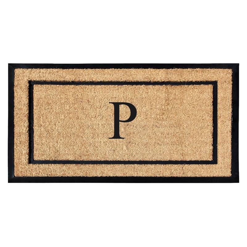A1HC Natural Coir Monogrammed Door Mat for Front Door, Durable Large Outdoor Rug, Heavy Duty Welcome Doormat - 24" X 48"