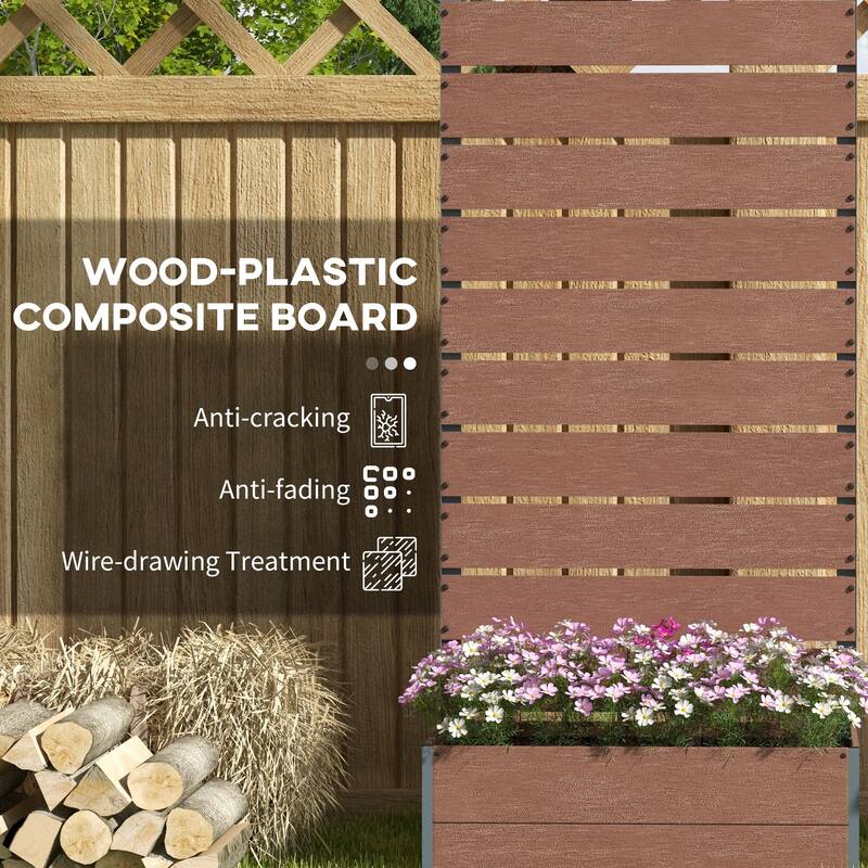 Outsunny Raised Garden Bed with Trellis for Climbing Plants, Planter Box with Drainage Gap, Freestanding Trellis Planter