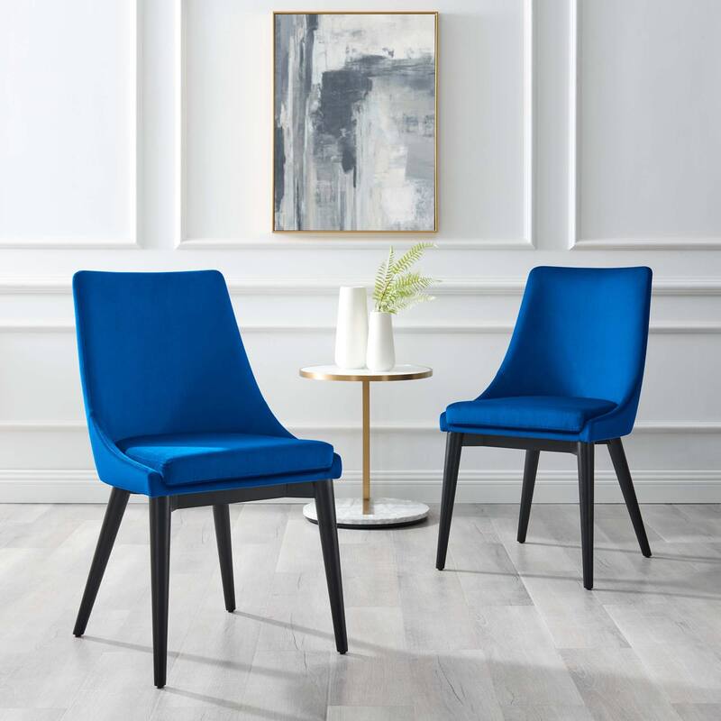 Viscount Accent Performance Velvet Dining Chairs - Set of 2 - Navy