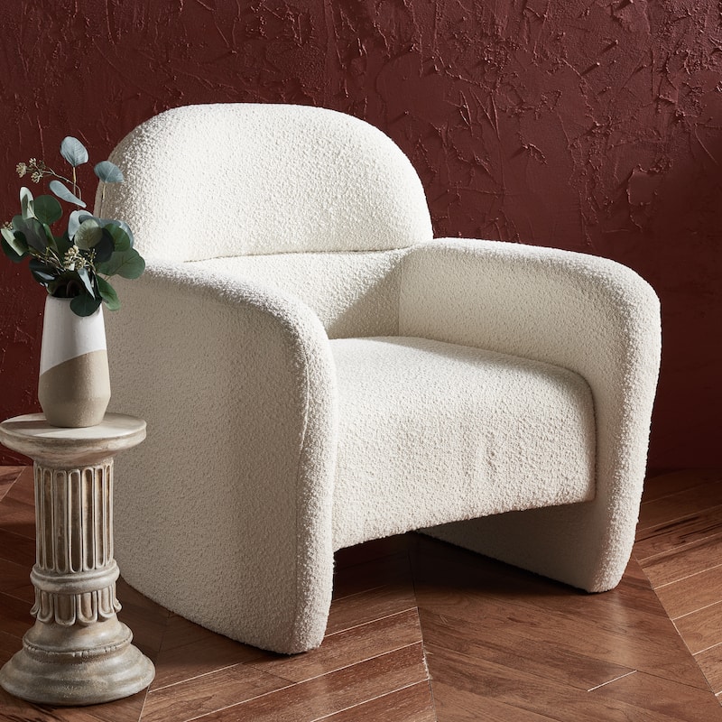 SAFAVIEH Couture Dorlies Boucle Accent Chair - 33 In W x 33.5 In D x 34 In H - 33Wx34Dx34H
