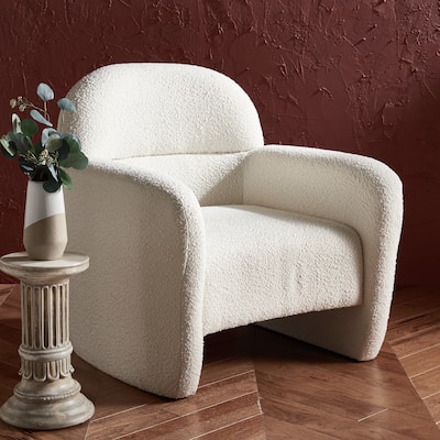 SAFAVIEH Couture Dorlies Boucle Accent Chair - 33 In W x 33.5 In D x 34 In H - 33Wx34Dx34H