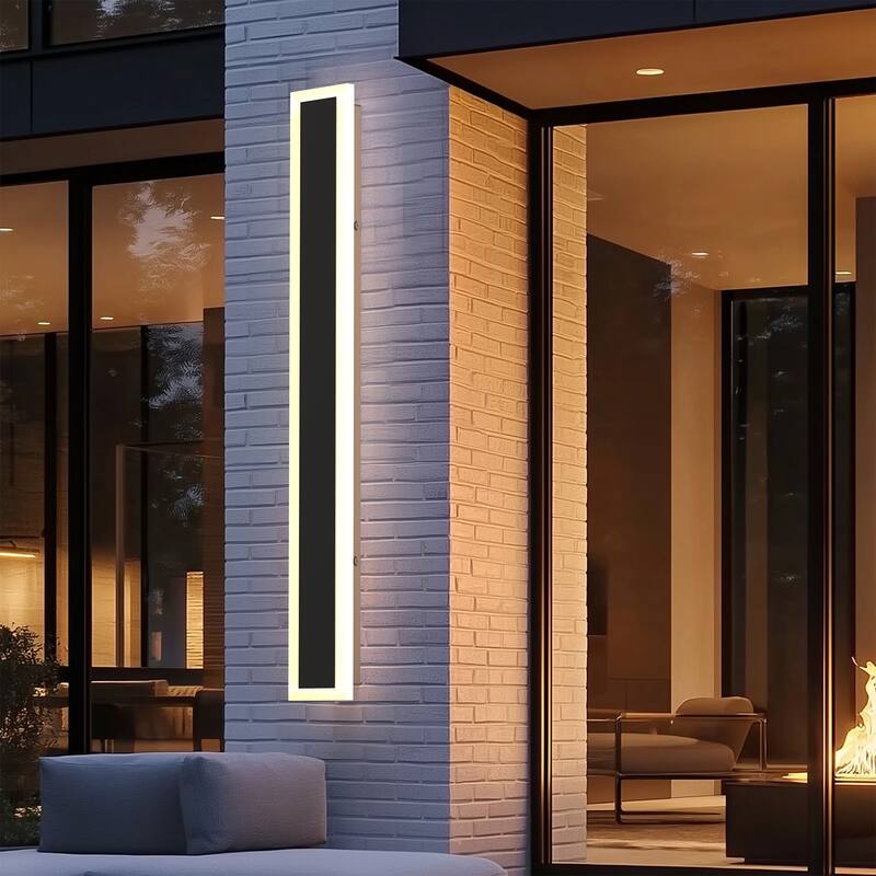 YANSUN Outdoor LED Wall Light, Rectangular Design, 3000K Warm Light, Satin Black Finish for Elegant Exterior Lighting