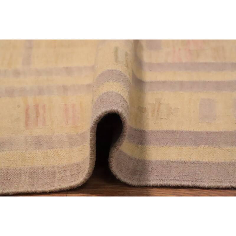 Hand Woven Oriental 100% Wool Carpet Southwestern Tribal Yellow & Gold Kilim Area Rug - 8' 10'' X 6' 4''