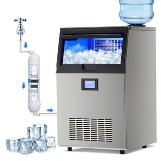 Fill Its Types Ice Machine Commercial Ice Maker Machine 100Lbs/24h 50Pcs/Cycle 33lbs Storage Bin ...