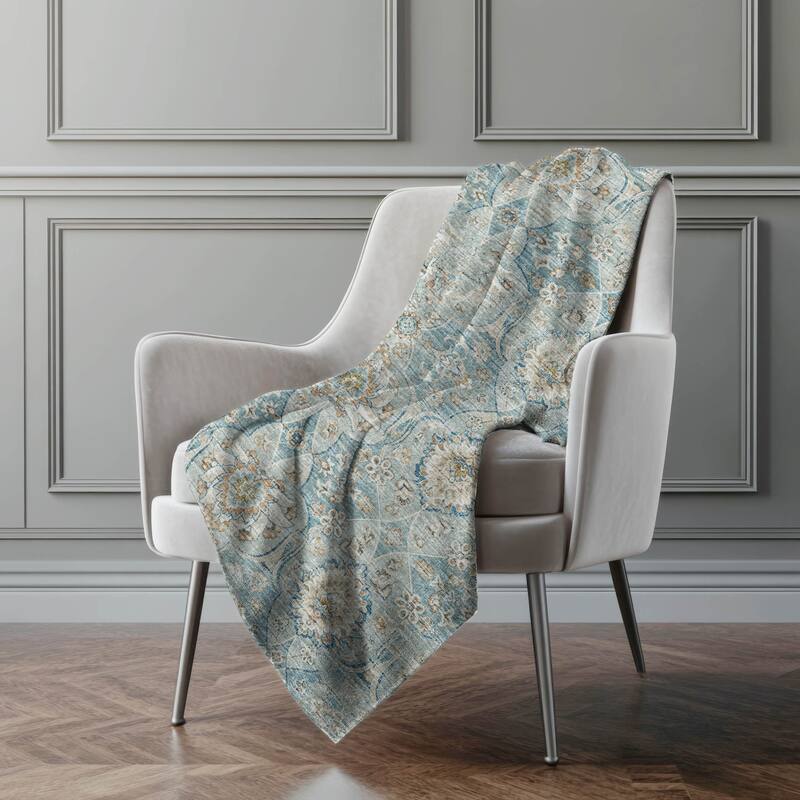 Premium Machine Washable ASB95 Traditional Persian Sherpa Throw Blanket