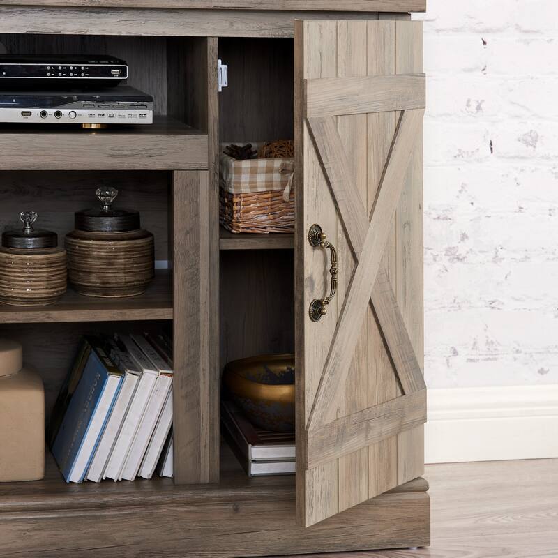 47 Farmhouse TV Stand with Barn Doors and Storage for 50 TV - Ashland Pine.