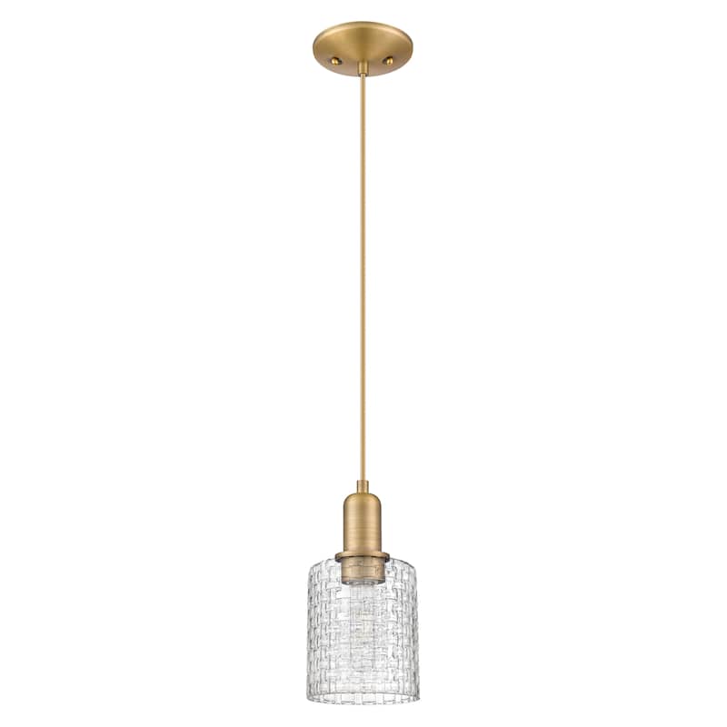 Innovations Lighting Endless Possibilities Arcadia - Cobbleskill - 1 Light 5" Basketweave Cord Hung Mini Pendant - Brushed Brass