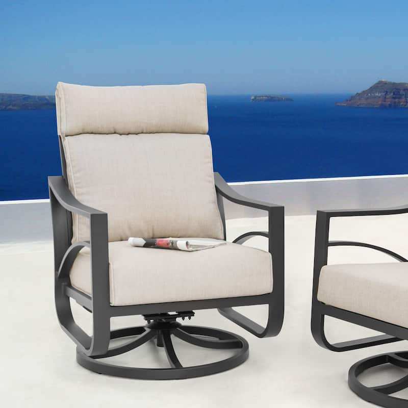 2-Piece Swivel Rocking Sofa Chairs with 5.2” Thick Cushions