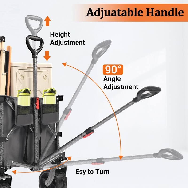 400L Collapsible Wagon, Folding Wagon Cart , Beach Wagon with Big Wheels, 450LB Heavy Duty Foldable Wagon