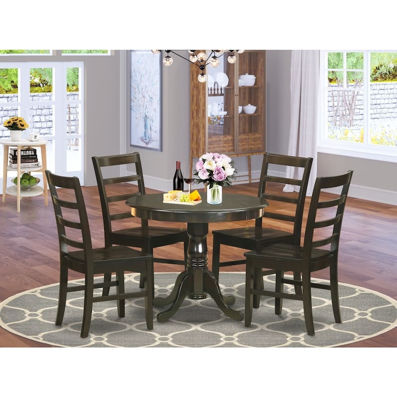 Renaissance Romance Dining Set - Table & 4 Chairs - Cappuccino Finish - Small Round Table