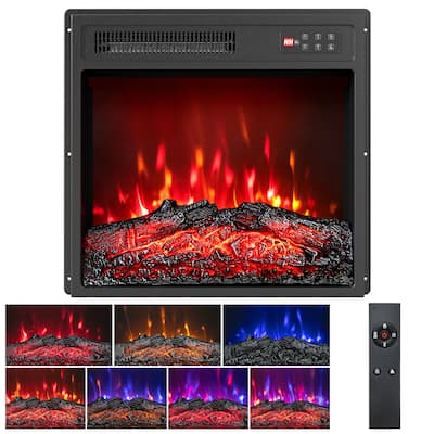 Gymax 18'' Electric Fireplace Insert 750W/1500W Fireplace Heater w/