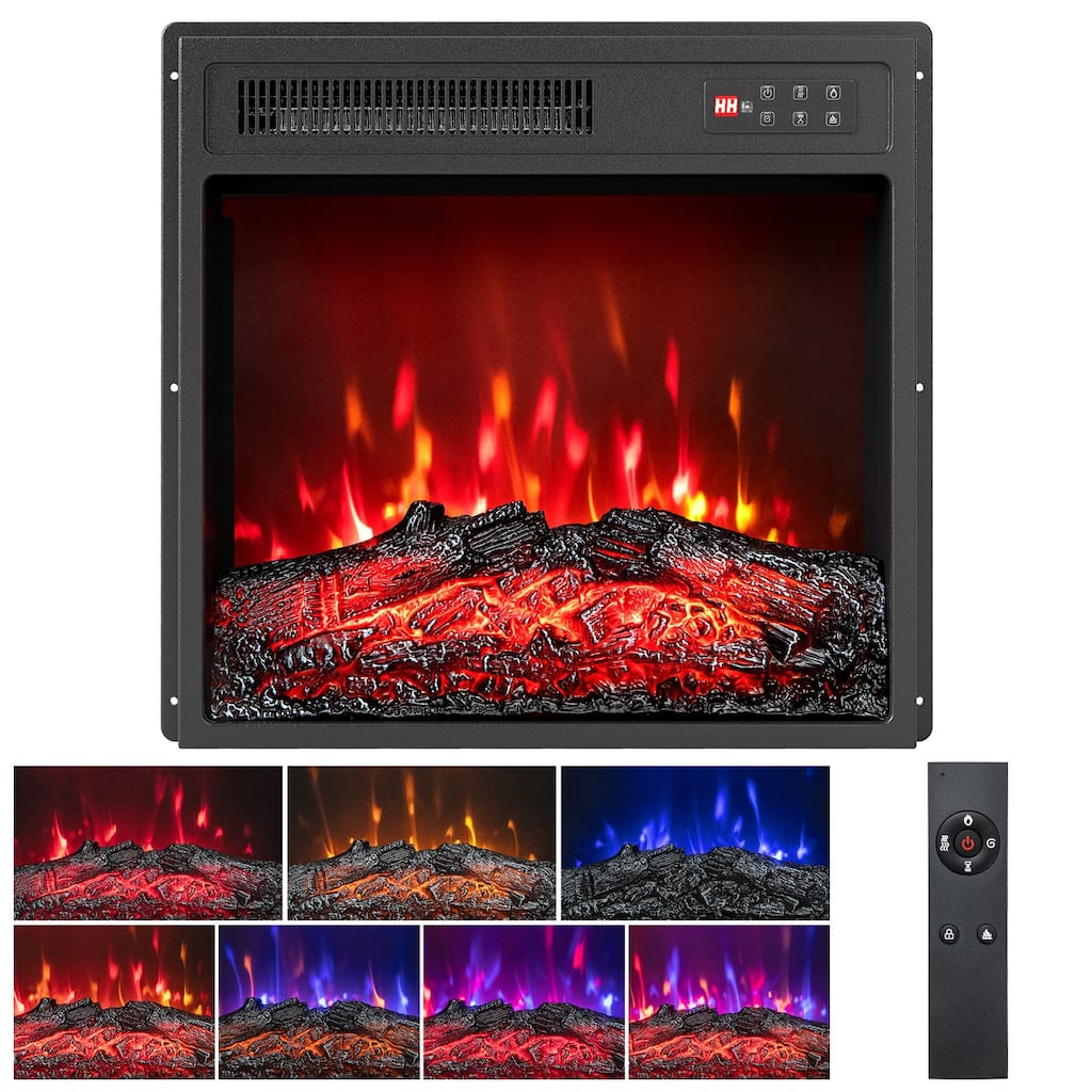 Gymax 18'' Electric Fireplace Insert 750W/1500W Fireplace Heater w/