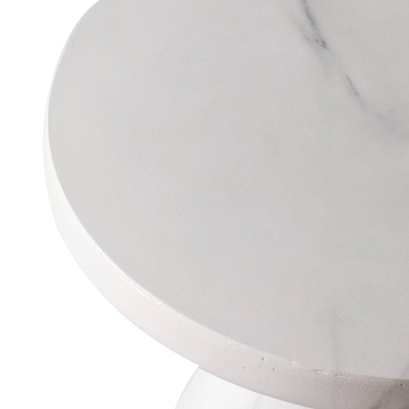 Dune 17-Inch Round Side Table in Fiberstone Accent End Table for Indoor and Outdoor Patio Use