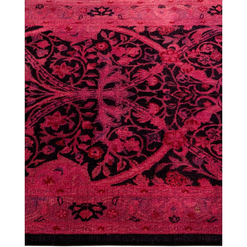 Overton Hand Knotted Wool Vintage Inspired Modern Contemporary Overdyed Pink Area Rug - 2' 8" x 4' 3"
