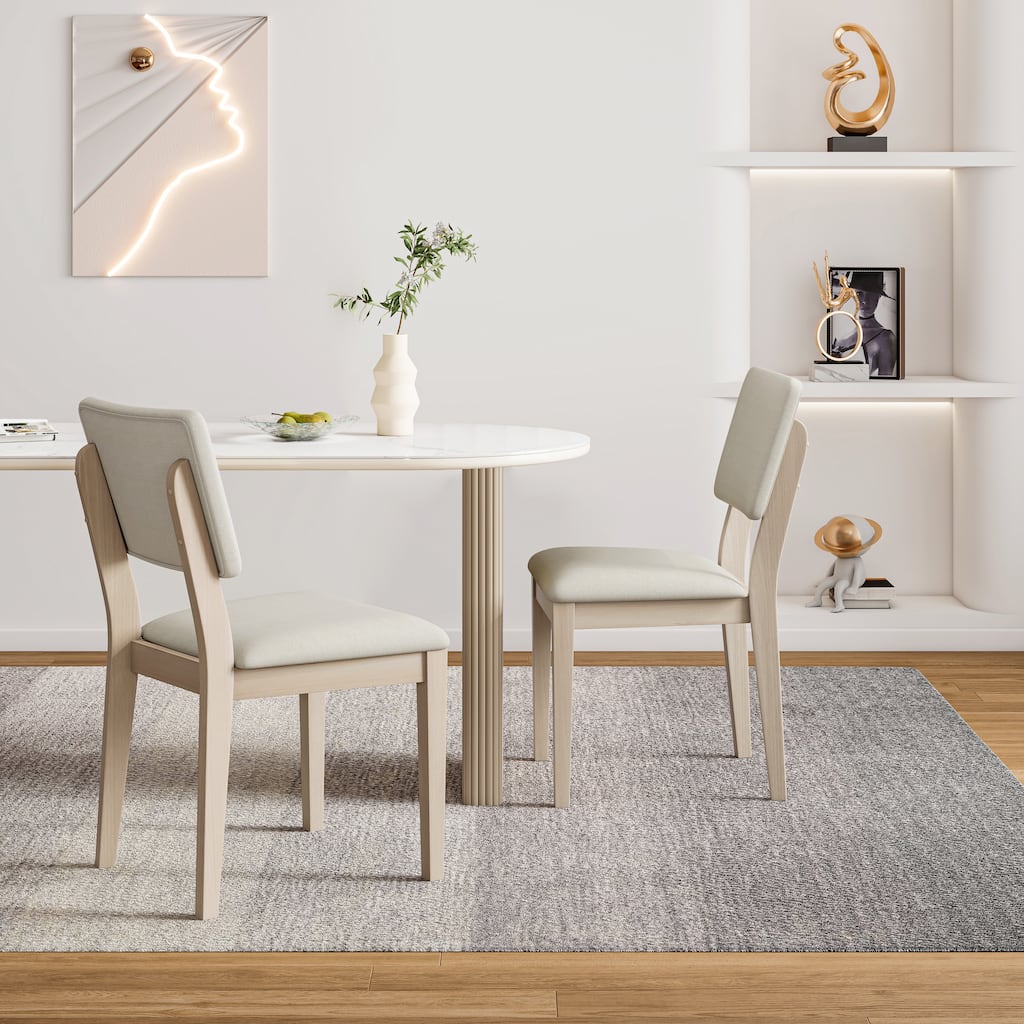Dining Chair in Gray with White Wash Color Solid Wood Legs (set of 2)
