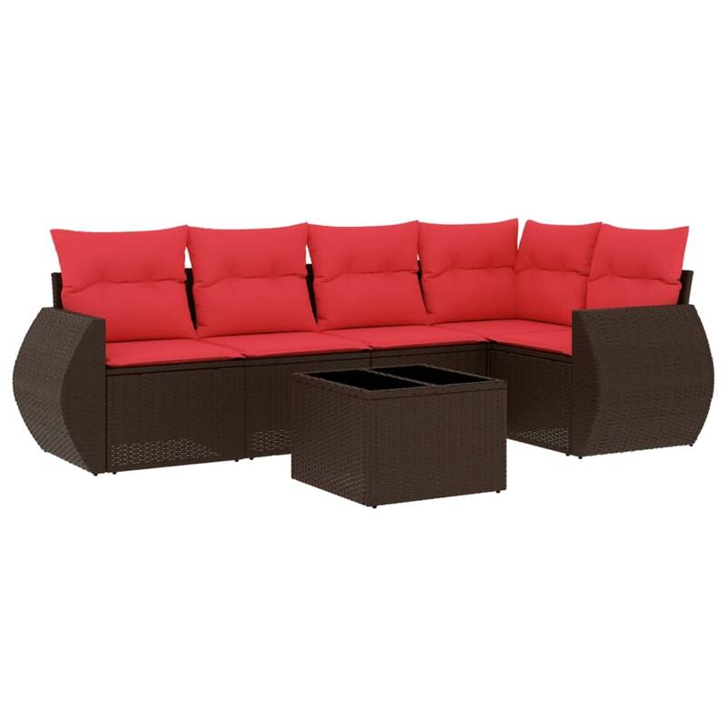 vidaXL Patio Sofa Set with Cushions Outdoor Conversation Furniture Poly Rattan - 24.4 x 24.4 x 27.2