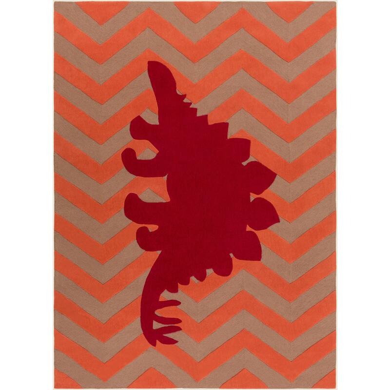 Hand-Tufted Mandy Geometric Area Rug - Orange/Brown - 8' x 11'