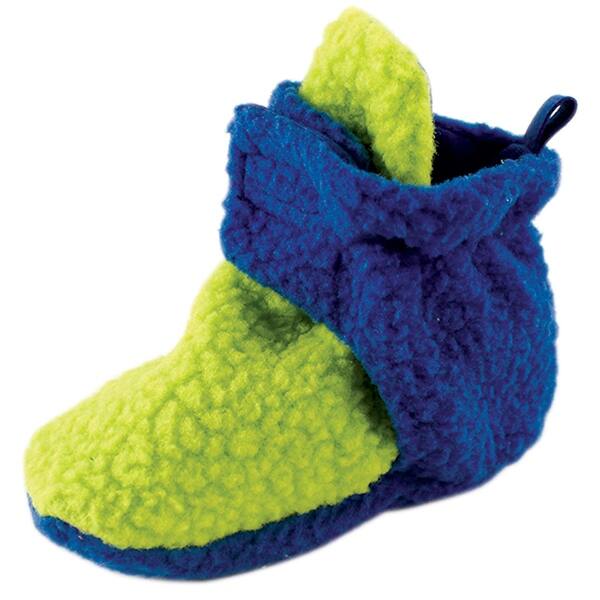 slide 1 of 1, Luvable Friends Baby and Toddler Boy Fleece Booties, Lime Blue 0-6 Months - Lime Blue