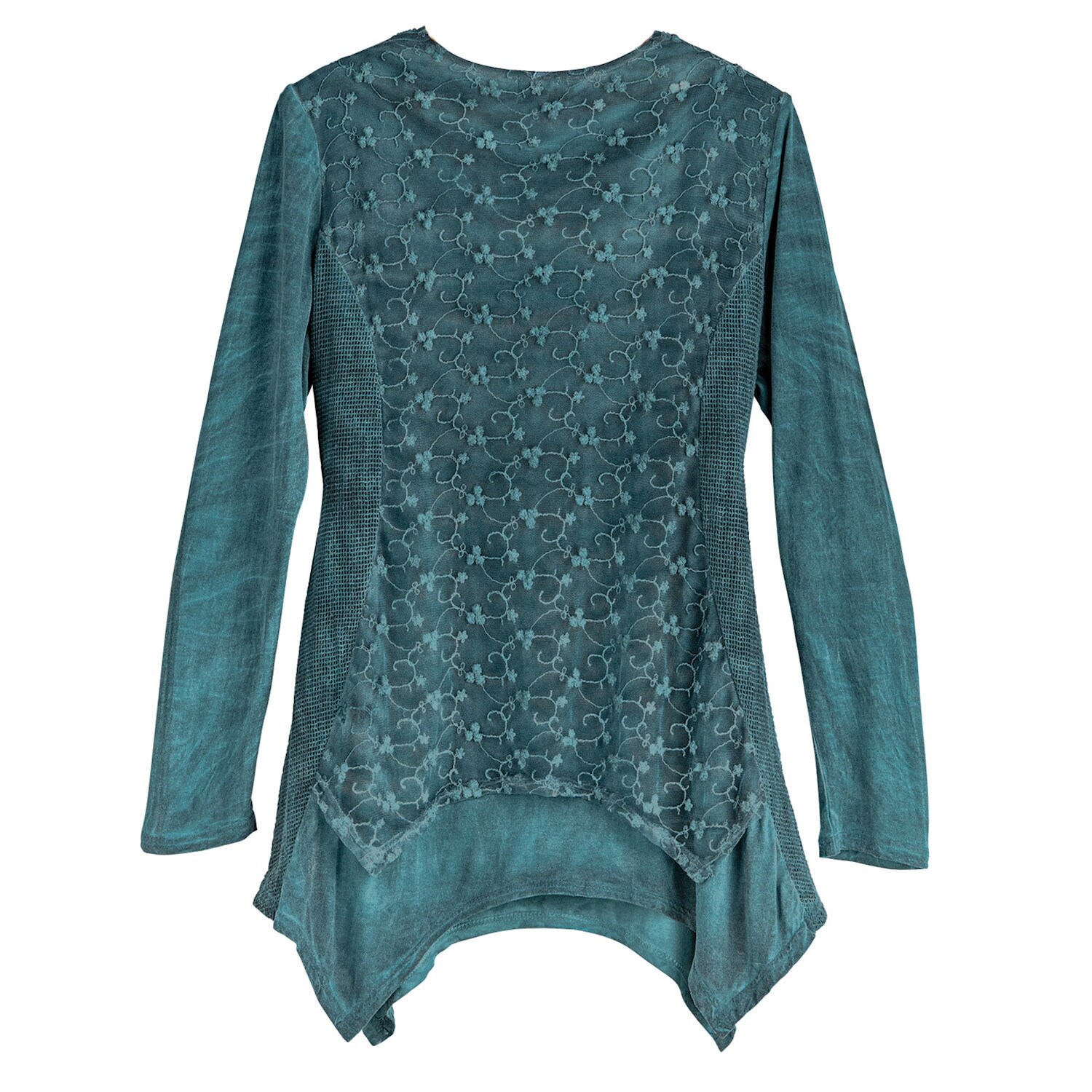 Shop Catalog Classics Women S Lace Embroidered Teal Tunic Top
