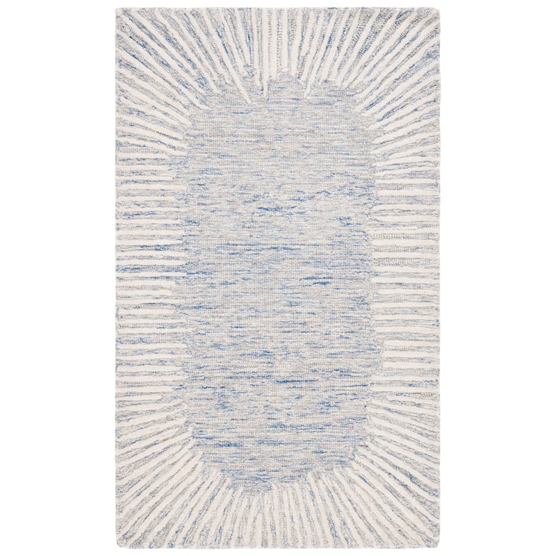 SAFAVIEH Handmade Abstract Sofoula Modern Wool Rug - 3' x 5' - Blue/Ivory