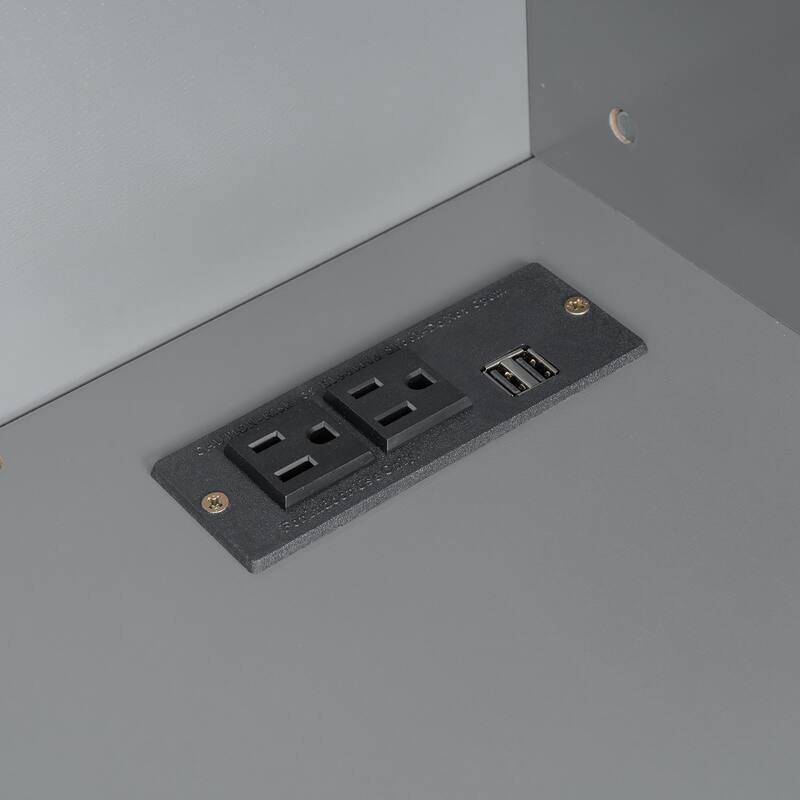 Space-Saving Queen Murphy Bed with Built-in Closet, Drawers and Shelves in Gray/White