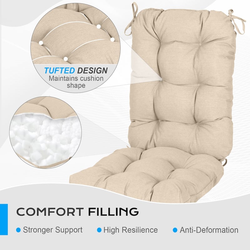 Aoodor Outdoor 42"x 20" x5" Tufted Back Cushions Patio Replacement Chair Cushion, Set of 2