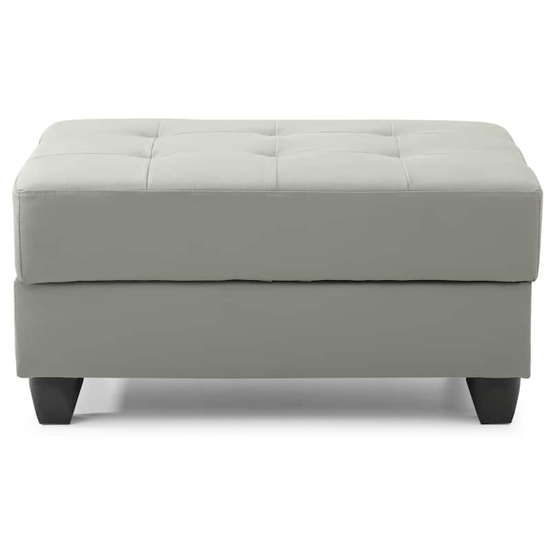 Nyla Faux Leather Ottoman - Grey