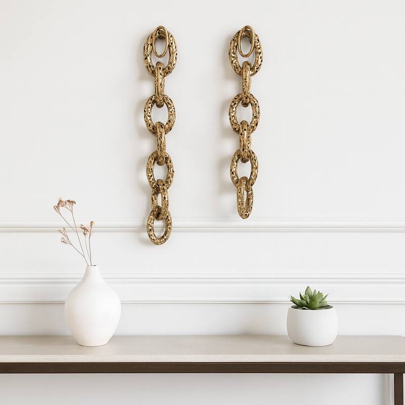 Modern Decorative Link Pattern Wall Art Decor - Set of 2, 34", Gray