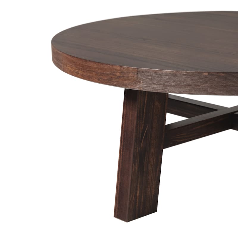 Walker Edison Modern Farmhouse Circle Solid Wood Coffee Table