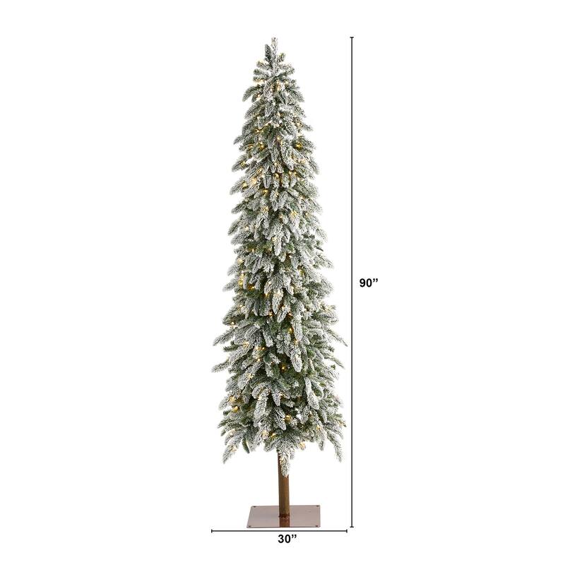 7.5ft Pre-Lit Christmas Tree - Alpine Artificial Xmas Tree with Warm White Lights & Bendable Branches - 84