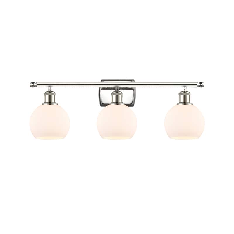 Innovations Lighting 516-3W-10-26 Athens Vanity Athens 3 Light 26" - Polished Nickel / Matte White