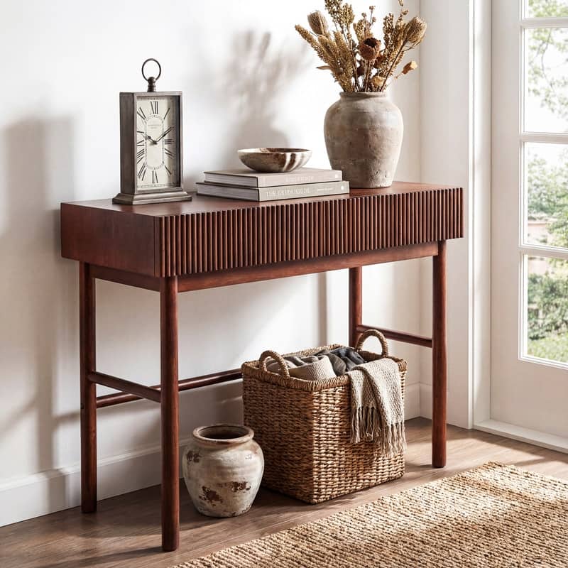 Solid Wood Console Table with 2-Drawer