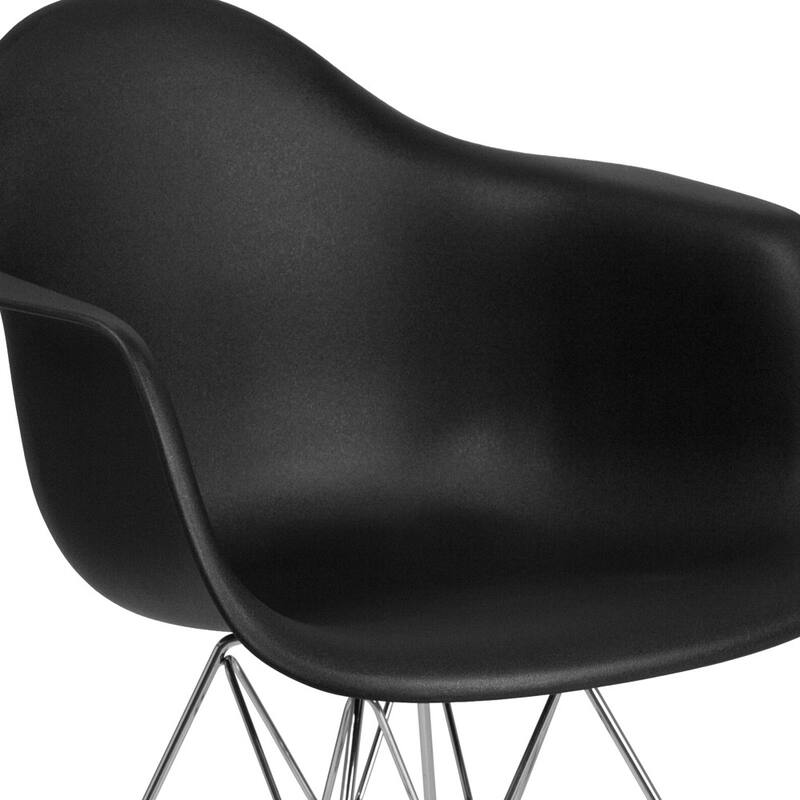 Plastic Chair with Arms and Chrome Base