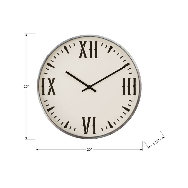 20 in with Solid-Color Dial White Wall Clock - 20 in