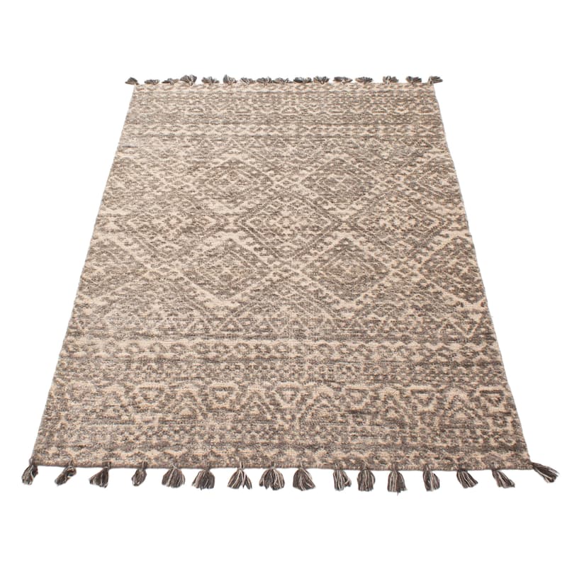 ECARPETGALLERY Hand-knotted Tangier Grey Wool Rug - 5'1 x 7'11