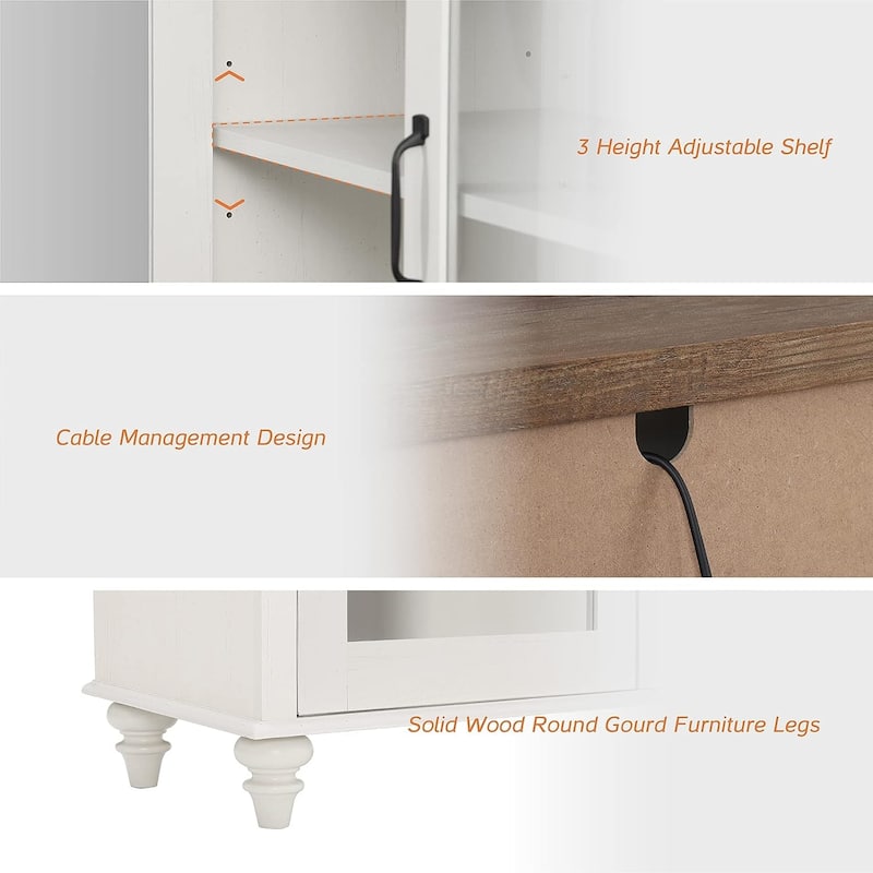 Farmhouse Sideboard with Glass Door, Buffet & cabinet for Kitchen