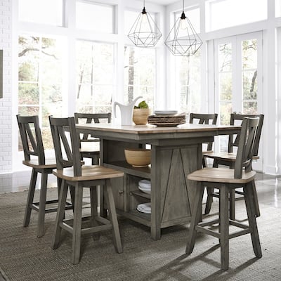 Lindsey Farm Gray and Sandstone 7 Piece Gathering Table Set