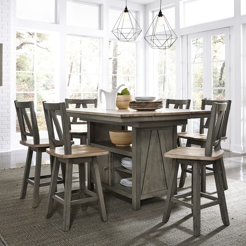 Lindsey Farm Gray and Sandstone 7 Piece Gathering Table Set